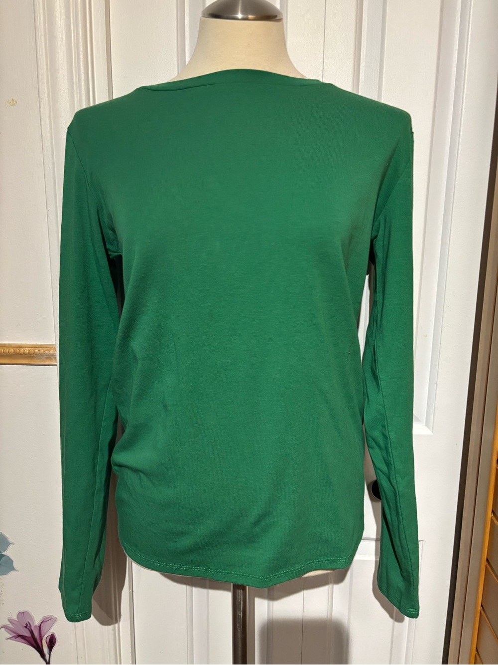 NWT United Colors Of Benetton Emerald Green Long-Sleeve Crewneck Top
